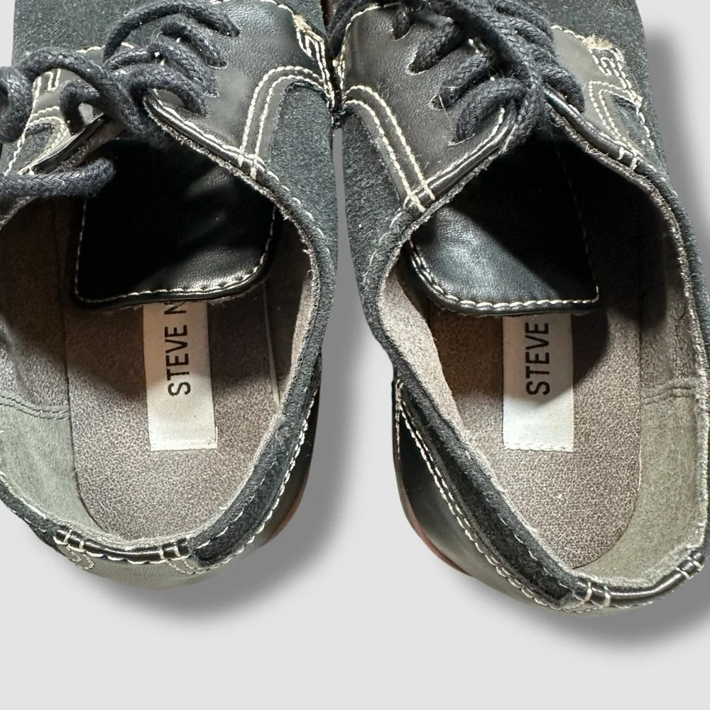 Steve Madden Bfold Oxfords Little Boy 1 Lace Up Faux Suede Black Dress Shoes